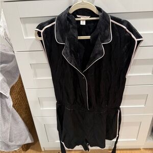 Victoria's Secret Black Pajama Romper with White Accents